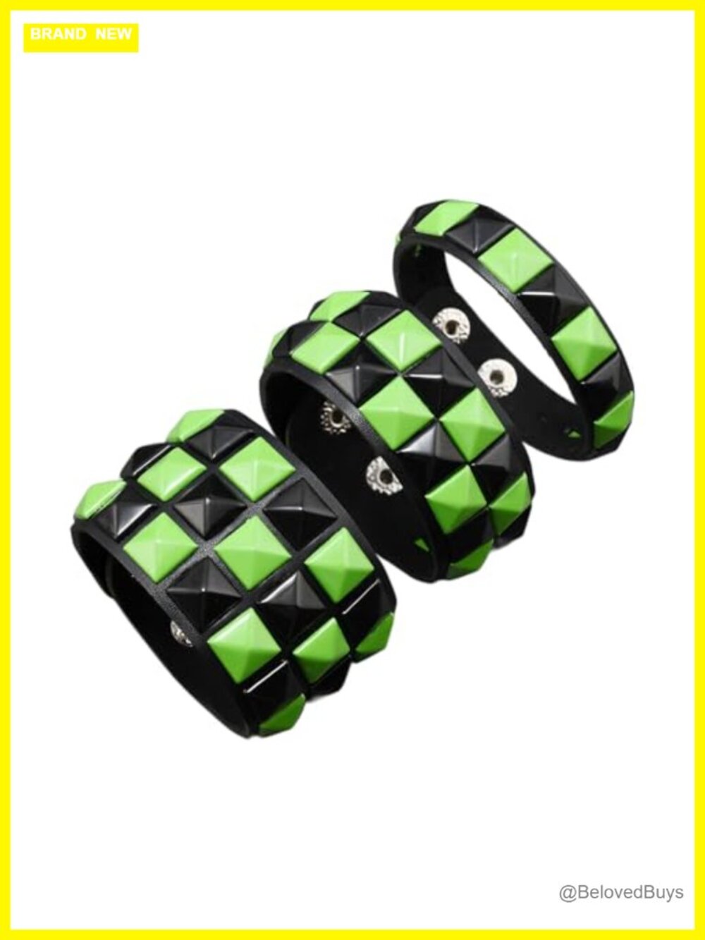 3 Pcs Adjustable Punk Studded Faux Leather Gothic Bracelet Set
